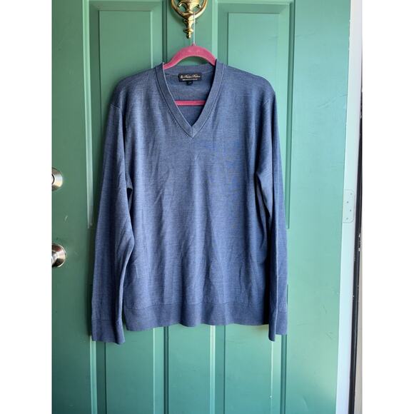 Brooks Brothers large V Neck Lightweight Sweater Fine Merino Wool - Picture 1 of 7